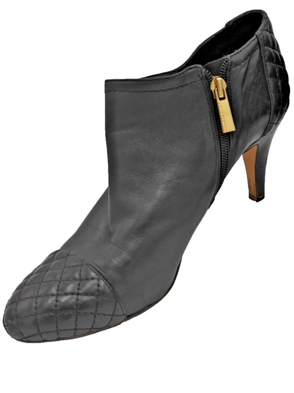 Vince Camuto Valentina Ankle Booties Black Leather Side Zip Women’s 8.5M